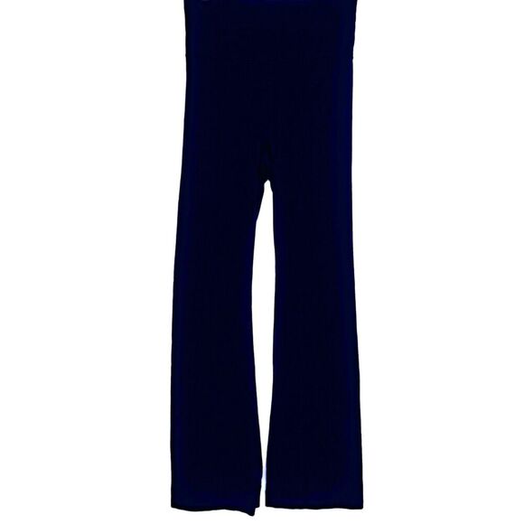 Victoria's Secret Flare Wide Leg Foldover Waist Yoga Pants Leggings Navy Blue - Picture 2 of 9